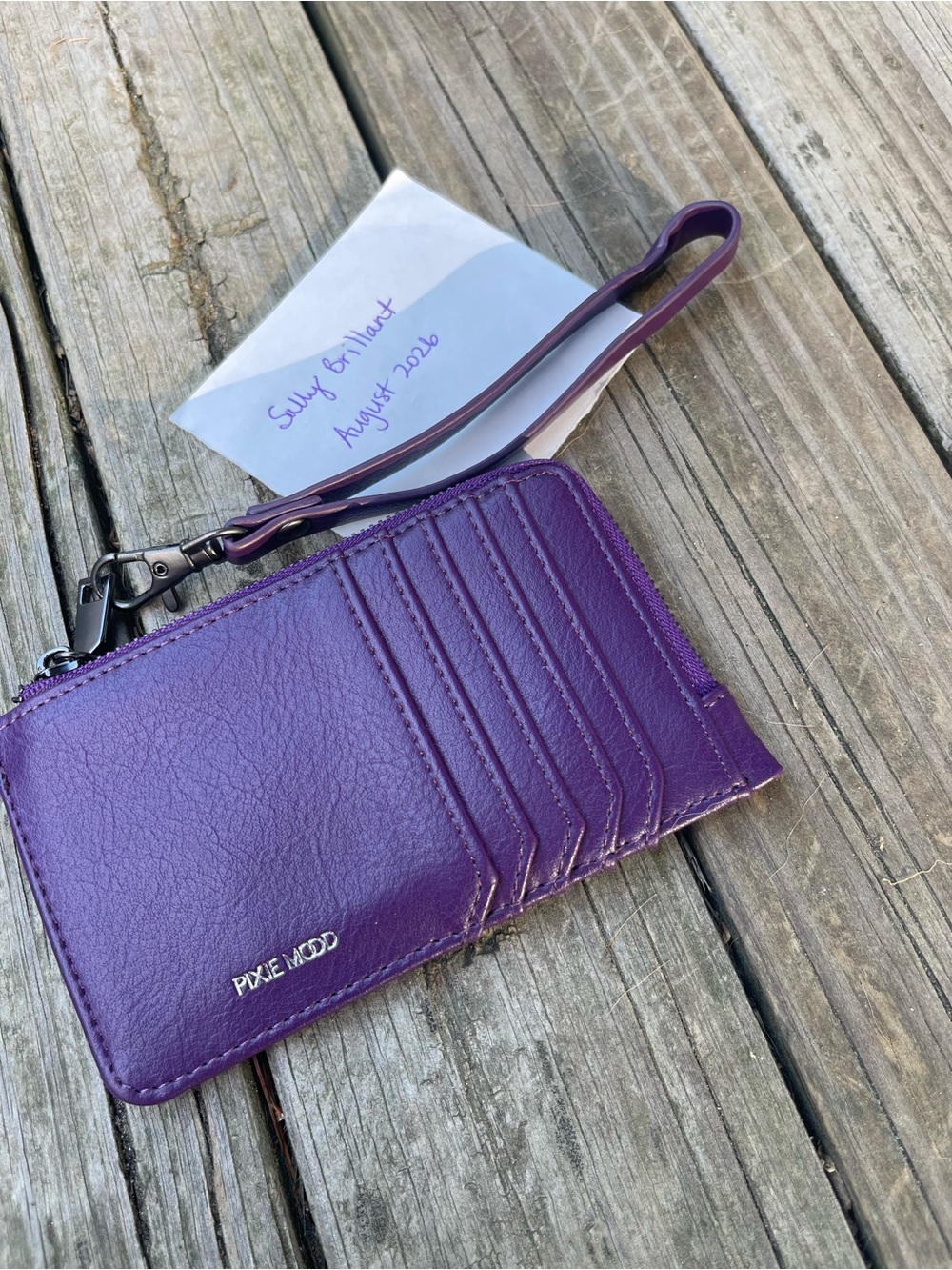 Pixie Mood Deep Purple Wristlet Card Case with Strap